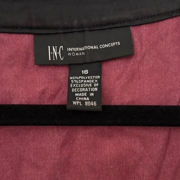 INC International Concepts Burgundy and Black Blouse - Picture 2 of 2